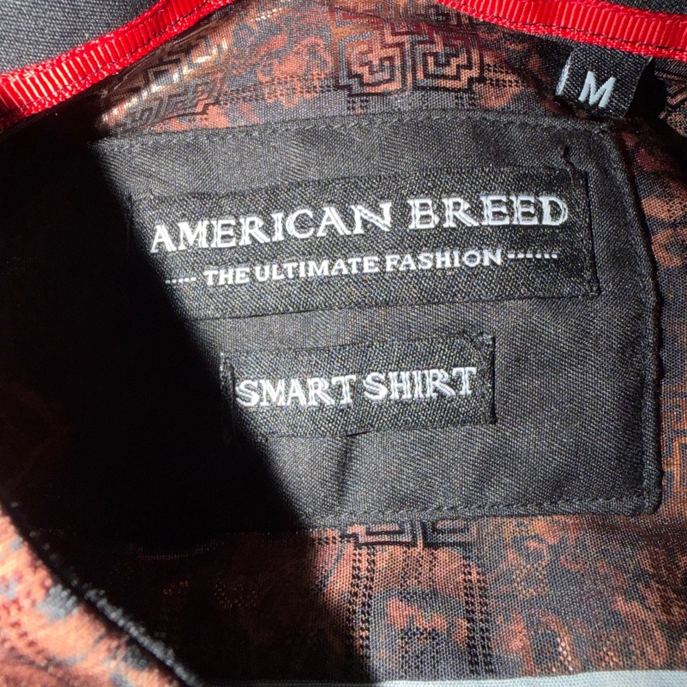 American Breed Mens Smart Shirt Bronze Metallic Button Up Size M - Picture 3 of 6